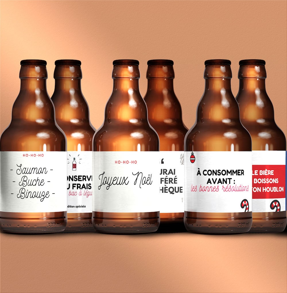 coffret de bières de noël cadeau personnalisé multi étiquette